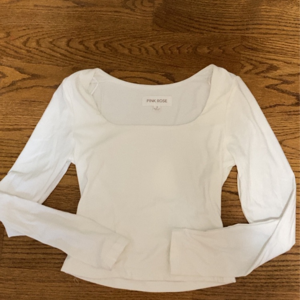 Pink Rose Women's White Long Sleeve Top